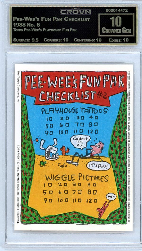 Pee-Wee's Fun Pak Checklist