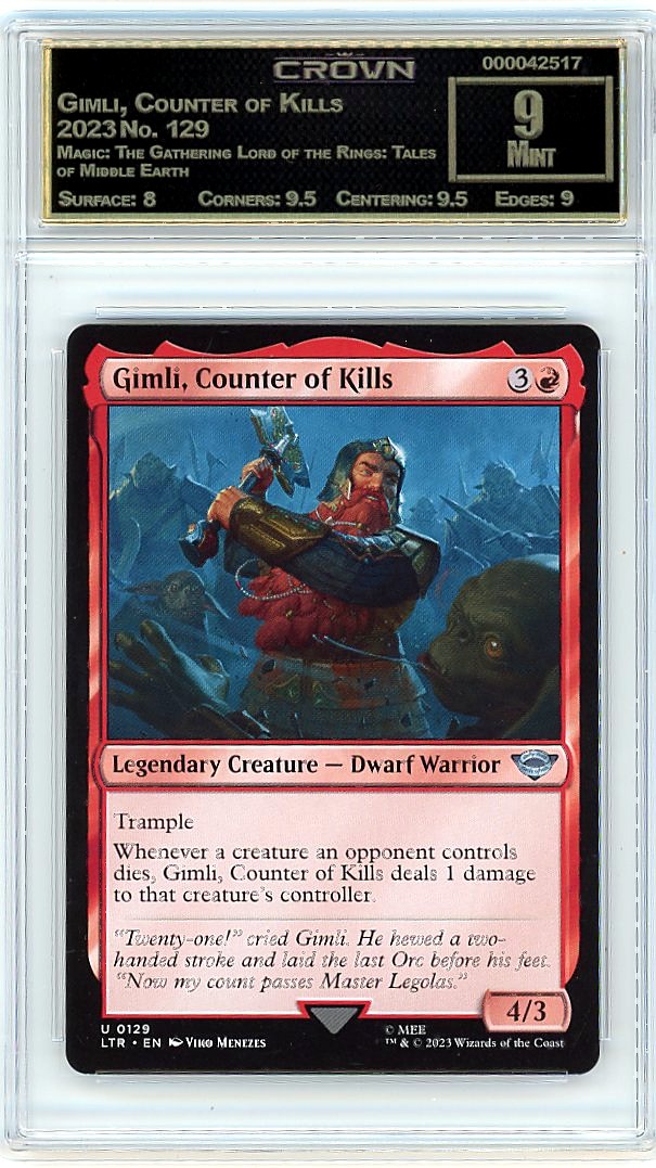 Gimli, Counter of Kills