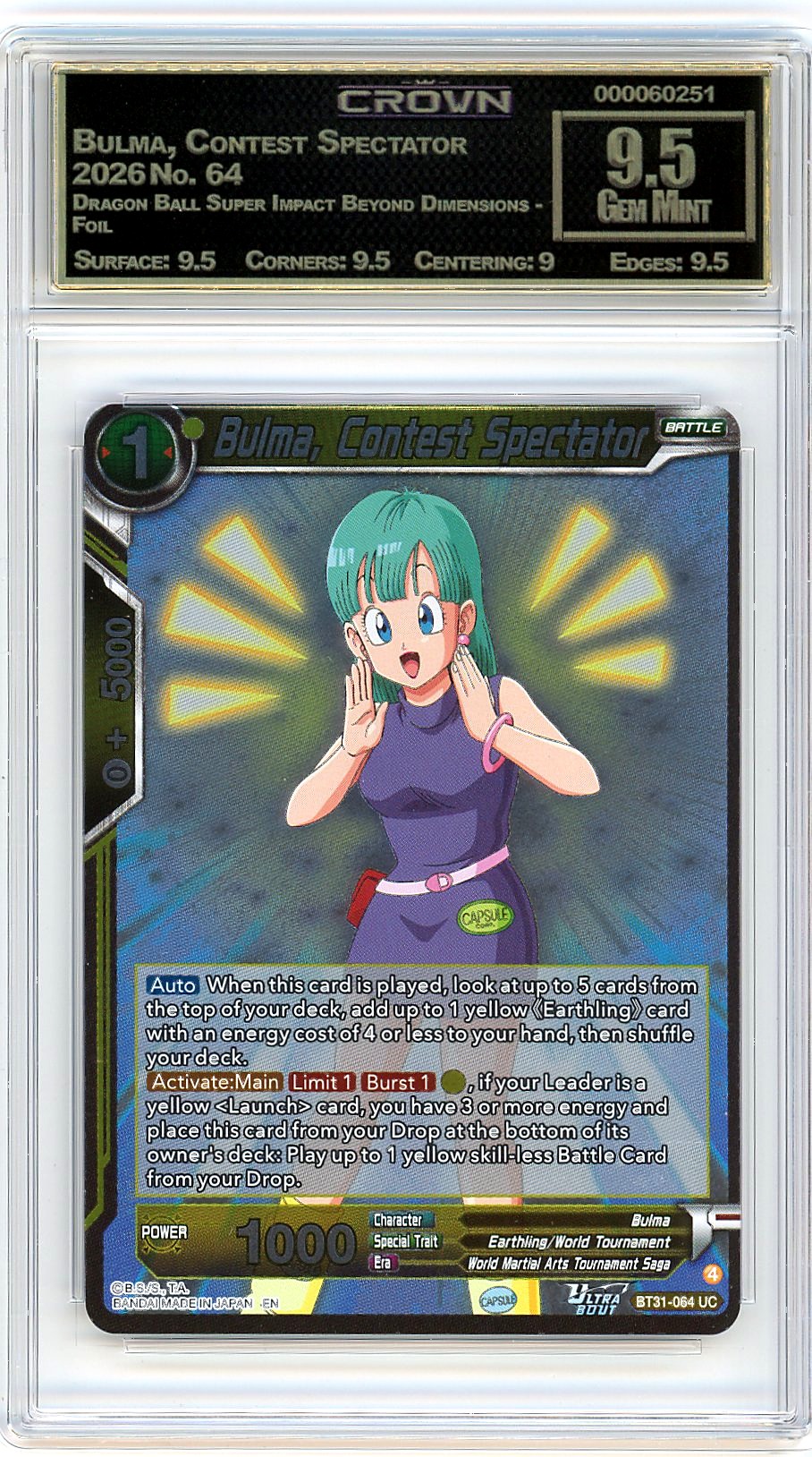 Bulma, Contest Spectator